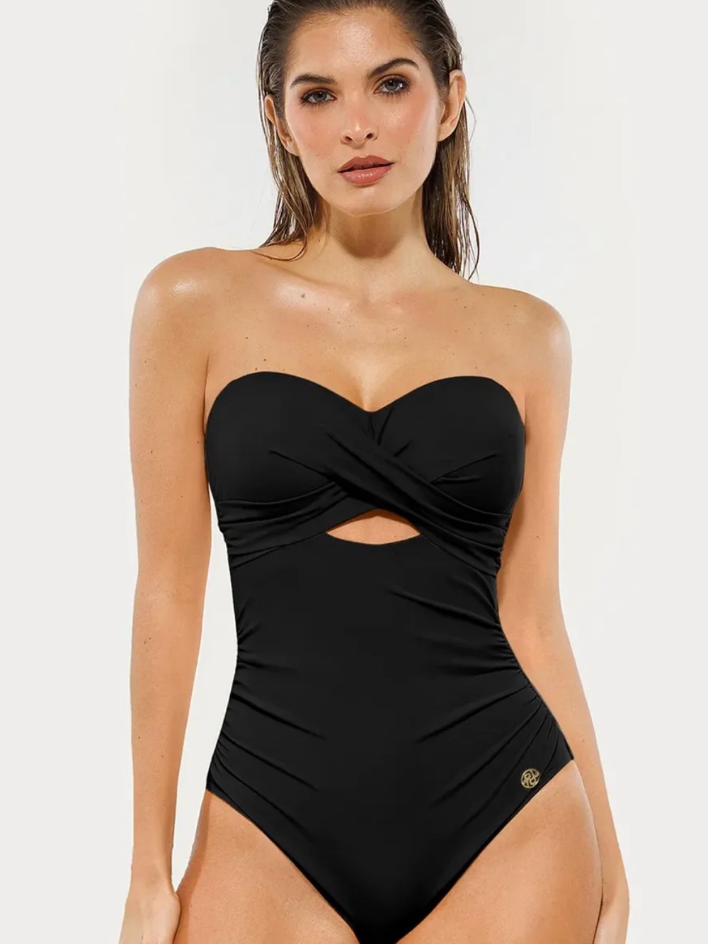 Popilush Twist & Shirred Sculpting One-Piece with Removable Straps size S - Picture 2 of 10